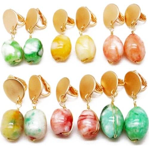 Cute Natural Stones Clip Earring