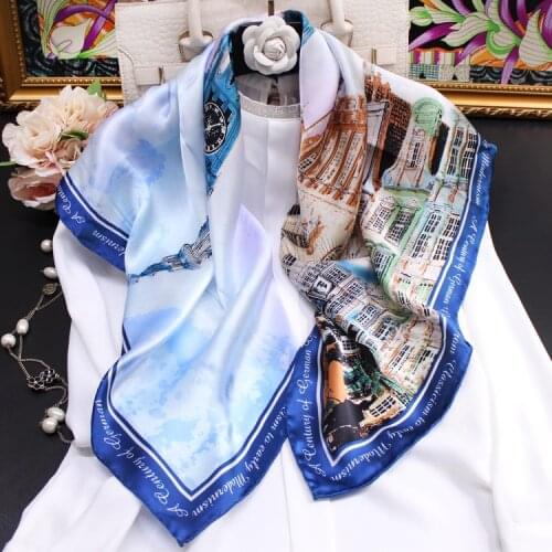 Fashion Ladys Wraps Scarves 100% Real Silk Scarf World Famous Oil Painting Works Design Wall Frame Decoration Square Headscarf