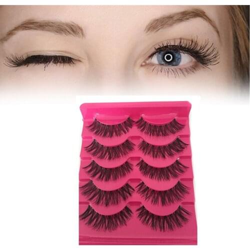5 Pairs New Fashion Women Soft Natural Long Cross Fake Eye Lashes Handmade Thick False Eyelashes Extension Beauty Makeup Tools