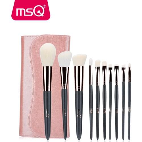 MSQ New Makeup Brushes 10PCS Set Make Up Brush Soft Synthetic Collection Kit with Powder Contour Eyeshadow Eyebrow Lip Brushes