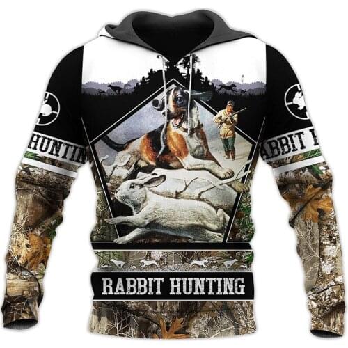 New 3D rabbit hunting full set printed sweater mens Unisex luxury SWEATER HAT zipper shirt