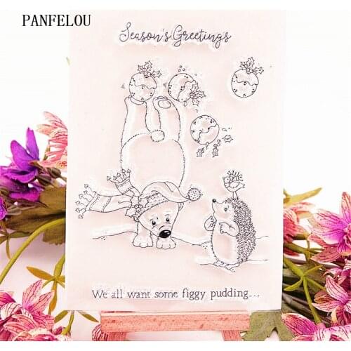 PANFELOU 10.5x14cm Hedgehog polar bear Transparent Silicone Rubber Clear Stamps cartoon for Scrapbooking/DIY Easter wedding