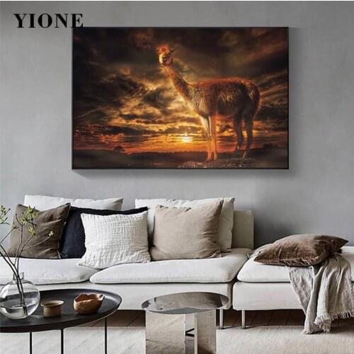 Sunset Desert Camel Canvas Poster Modern Abstract Landscape Animal Art Wall Painting Picture Print Living Room Home Decoration