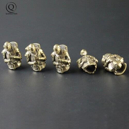 Retro Brass Medieval Warrior Knife Beads DIY Keychains Lanyard Pendants Jewelry Copper Solider Paracord EDC Outdoor Accessories
