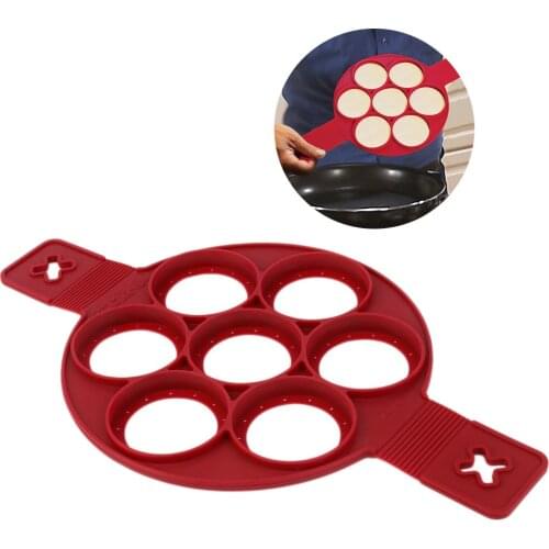 Silicon Pancake Mold 7 Holes Circular Fried Egg Molds Nonstick Flip Pancake Maker Omelette Egg Forms Rings Mold Creative Kitchen