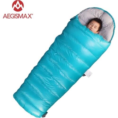 AEGISMAX Children Envelope 95% Sleeping bags White Goose Down for Kids Camping Blue Pink