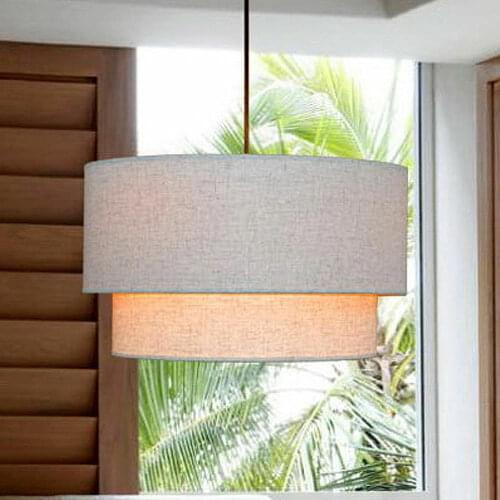 Fabric Drum Shade Ceiling Light Fixture Chandelier Pendant Lamp Contemporary Fixture LED Suspension Lamps PA0359