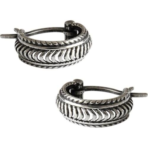 Vintage 10MM Thin &small 100% Authentic 925 Sterling silver Line Twisted Pattern Hoop Huggie Earrings Fine jEWELRY E97