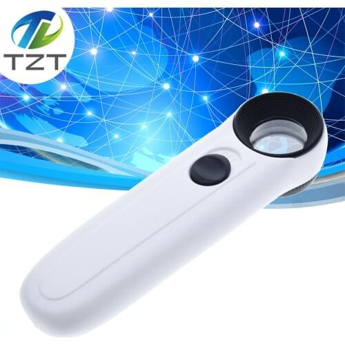 TZT 15X Handheld Glass Loupe Magnifier Magnifying Glass Portable Pocket Tool Professional With 2 LED Light