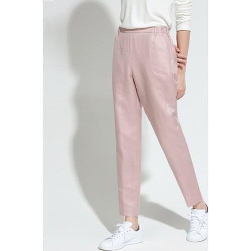 Casual Spring Trousers Women High Waist Pants Streetwear Linen Harem Pants Pink Office Work pantalon femme YQ365