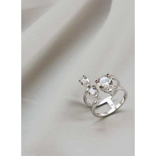 SHANICE 100% Real S925 Sterling Silver Open Ring Simple zircon hand-made mini tassel silver Fashion Jewelry Dating Gifts