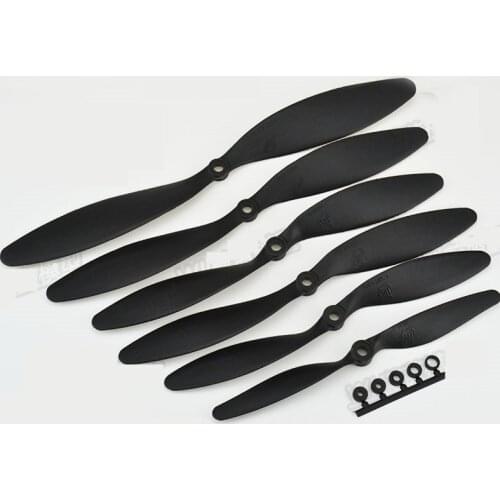 10pcs/lot 1147 1080 1047 9047 8060 7040 HY Black propeller 2 blade paddle slow props big hole for fixed wings RC airplane
