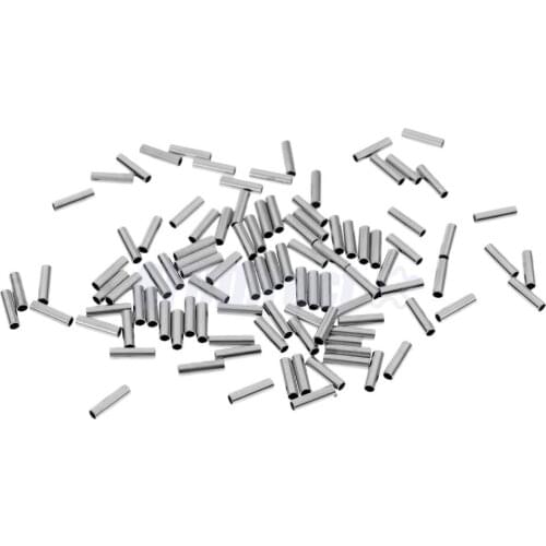 100 Plieces Single Barrel Crimping Sleeves Fishing Wire Leader Crimps 100% Copper Tube Connector Fishing Tackle Kit