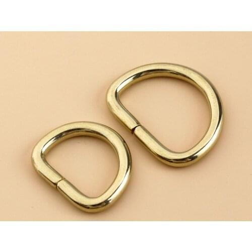 2Pcs Solid Brass D Rings Buckles for Bag Strap Belt Purse Webbing Dog Collar 10-38mm Inner Width Leather Craft DIY Accessories