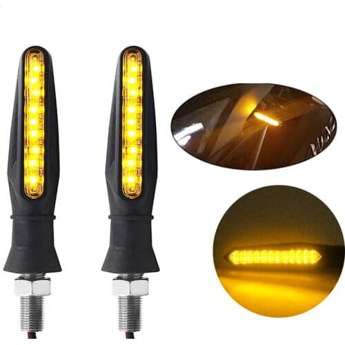 2Pcs Motorcycle LED Signal Turn Light 12 SMD Tail Flasher Flowing Water Blinker Bendable Flashing Lights