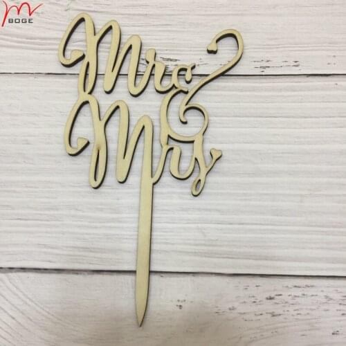 20pcs mr&mrs wood funny nautical wedding cake toppers wedding party cake ornament supplier