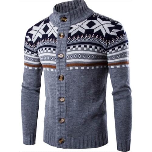 2019 Autumn Men Sweaters Button Down Snowflakes Jackets Ugly Christmas Sweater Men Plus Size Knitting Cardigan Clothes