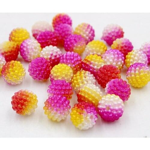 New 12mm 30Pcs Rainbow Rose+Yellow+White Colorful Bayberry Ball Imitation Pearl Beads Round Beads Fit Beads Jewelry Making