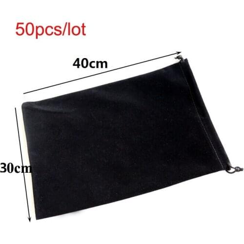 50pcs/lot 30x40cm Big Size Red Black Drawstring Velvet Bags For Wedding Evening Party Gift Packaging Bag Pouches Print Logo