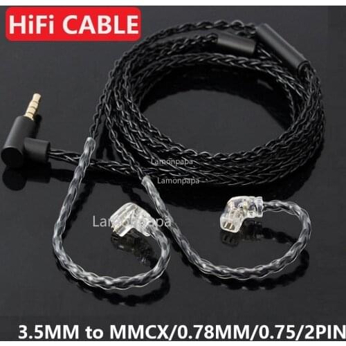 8 Core Copper HiFi Earphone Cable with Microphone 3.5MM Type C To MMCX 0.78MM 2PIN Upgrate Audio Cable for QDC KZ TRN SHURE