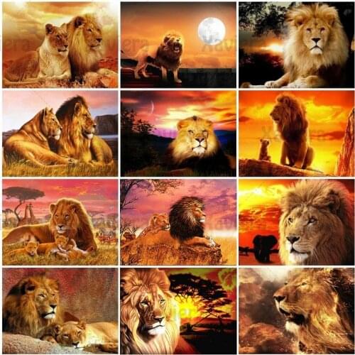 5D DIY Diamond Painting Lion Lioness Diamond Mosaic Africa Animals Full Square/Round Diamond Embroidery Cross Stitch Rhinestone