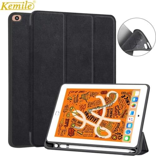 Kemile For iPad mini 5 7.9 2019 Case W pencil holder TPU Back Cover with Auto Sleep/Wake Stand Cover For iPad mini 4/5 7.9 Case