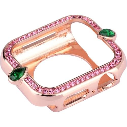 Colorful Square Diamond Bling Case for Apple Watch 6 44mm 40mm Cover Fashion Metal Bumper for iWatch Series SE/5/4