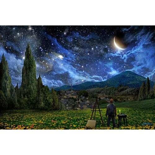 Starry sky under the moon The wooden puzzle 1000 pieces ersion jigsaw puzzle white card adult childrens educational toys
