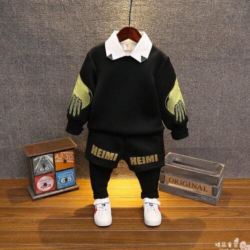 Spring&Autumn children clothing sets toddler boys Stitching T-shirt +shirt+ pants 3Pcs/sets kids casual boys clothes set 2-6Year