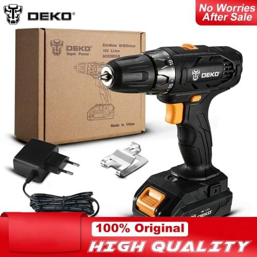 DEKO GCD20DU5 18V Electric Screwdriver Cordless Drill Mini Power Driver DC Lithium-Ion Battery 2-Speed
