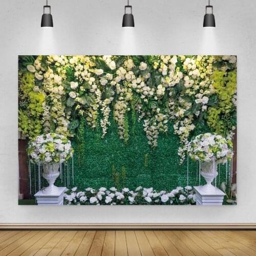 Green Plants Flower Wall Wedding Photography Backdrop Marriage Event Party Celebration Stage Photo Backgrounds