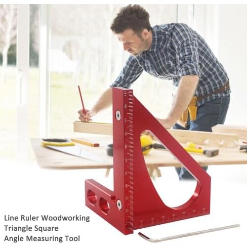 Triangle Ruler Woodworking Measuring Tool Line Scribe Ruler Aluminum Alloy Angle Ruler 45 Degree Square Triangle Ruler