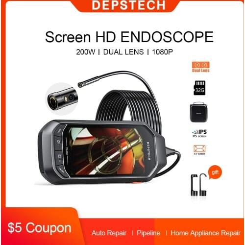 DEPSTECH Endoscope Camera with 4.5 "IPS LCD 2.0MP 5.0MP HD Digital Inspection Camera with 6 LED for Car Sewer Drain Inspection