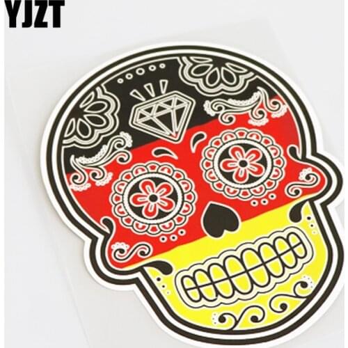 YJZT 10.8CM*14.2CM Chromatic German Skull Car Sticker PVC Decal Motorcycle Car Styling 13-1149