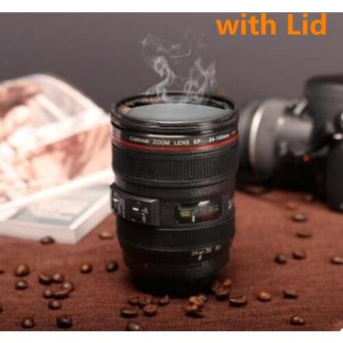 New Caniam SLR Camera Lens 24-105mm 1:1 Scale Plastic Coffee Tea MUG 400ML Creative Cups And Mugs With Lid