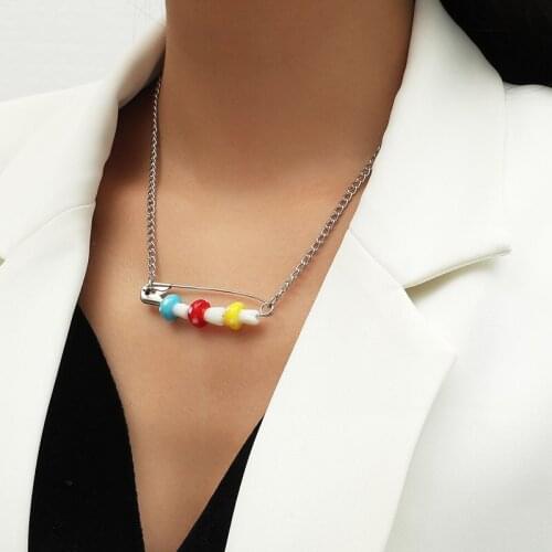 New Fashion Metal Silver Color Paper Clip Pendant Necklace for Women Cute Colorful Mushroom Charm Necklaces Punk Jewelry Gift