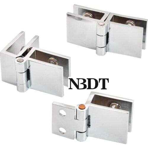 4Pcs/Lot Chrome Brass Zinc 5-8mm Glass Door Cut Free Hinge Showcase Wine Cabinet Cupboard 0 90 180 Degrees Side by Side Glass