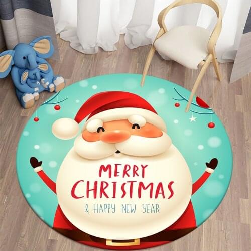 Christmas Carpet for Living Room Round Carpet Bedroom Anti-slip Childrens Rugs Mat for Children Christmas Decorations for Home