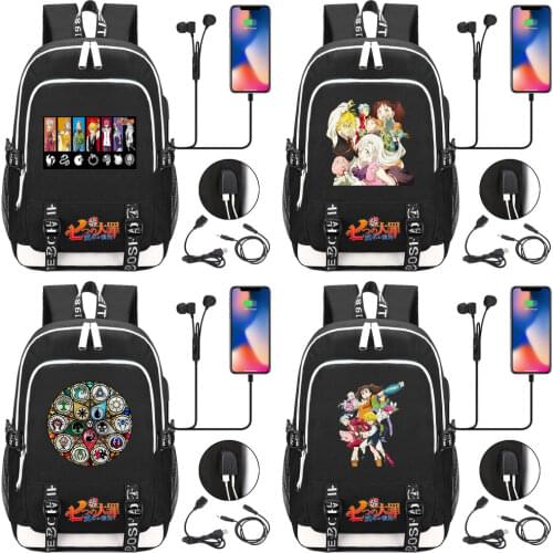 The Seven Deadly Sins Schoolbag USB Men Women Leisure Backpack Cosplay Nanatsu No Taizai Boys Girls Bookbag Laptop Shoulder Bags