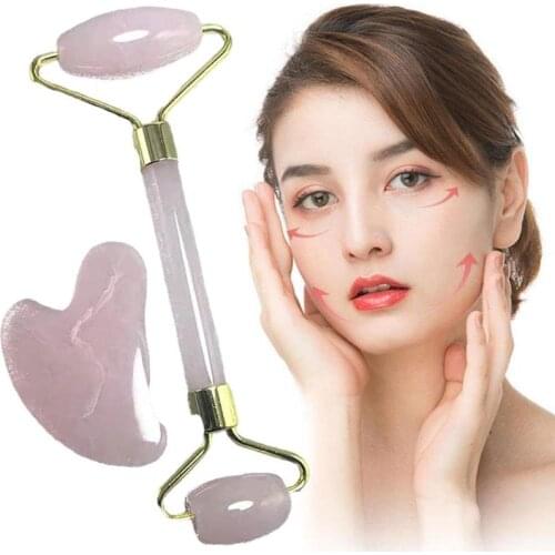 2pcs/set Face Massage Roller Gua Sha Scraper Board Face Lift Up Wrinkle Remover скребок гуаша для лица