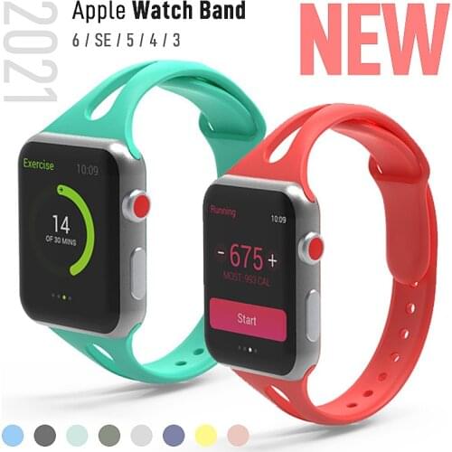 Sport Loop Band For Apple Watch Series 6 SE 44mm 40mm Silicone Strap For Apple Watch 6 5 4 3 44mm 40mm 42mm 38mm Solo Loop Strap