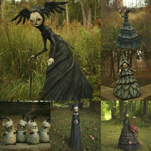 Resin Nightmare Witch Statue Crafts Patio Witch Garden Decoration Sculpture Horrible Halloween Decor Outdoor Ornaments