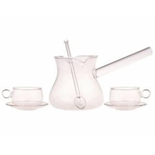 Taşev Glass Coffee Pot And Cup Set Heat-Resistant Glass Pot Turkish Arab Bosnian Serb Coffee Espresso Cup Coffee potları set