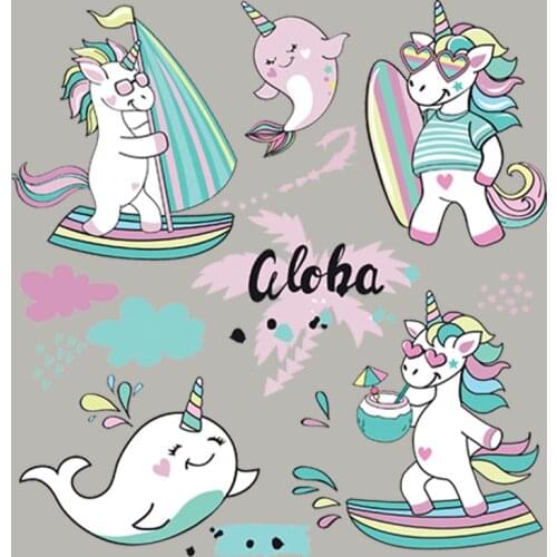 Happy Unicorn Ironing Stickers Diy Fashion Vinyl Appliqued Tops Heat Transfer Iron On Patches Easy Print By Household Irons