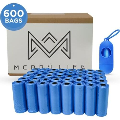 MERRYLIFE Dog Poop Bag with Dispenser 600 Counts 40 Rolls Large Unscented Dog Waste Bags Doggie Bags Extra Thick and Strong