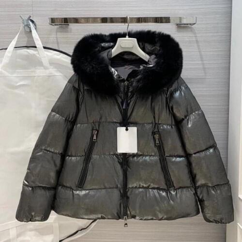 2021 Luxury Design High Quality Hooded Real Fox Fur Trimmed Winter Down Oversized Wide waist Jacket