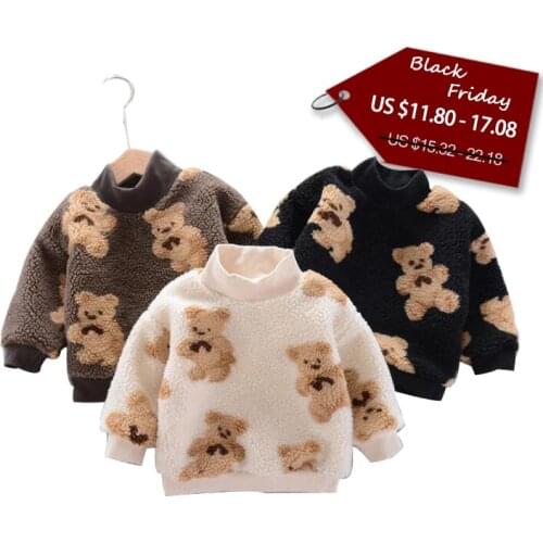 2020 winter new boys cartoon warm jacket girls Plush top high collar top 2-10 years old baby plush cartoon sweater thickened