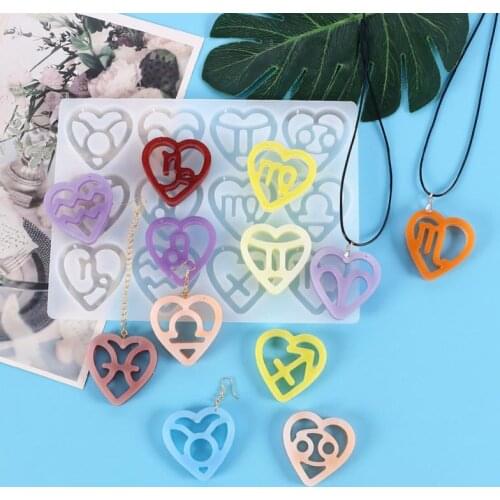 1Pcs Twelve Constellation Love Epoxy Resin Mold Mixed Style Silicone Casting Molds For DIY Pendant Supplies Accessories