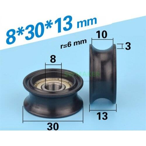 10pcs 8*30*13mm groove U type 608 package plastic bearing pulley, POM, elevator 12mm track wheel