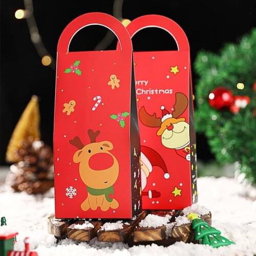 10pcs Christmas Snowman Deer Kraft Candy Gift Cookie Bags Guests Packaging Boxes Party Decorations